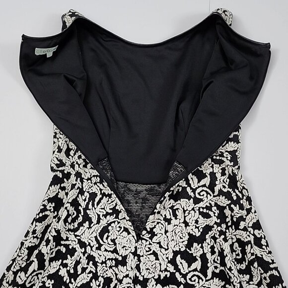 Cleo Petites Women's Sleeveless Black White Midi Dress Fit & Flare Stretch Sz 6 - Picture 7 of 14